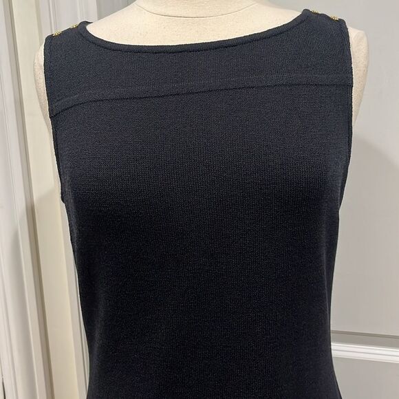 St. John Collection 70% Wool Knit Sheath Dress Size 12 Black (read description) - Picture 3 of 16